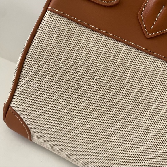 Canvas Leather Toile 30 Structured Bag w/ Lock Key Doctor's Satchel Crossbody C4 - Picture 8 of 15